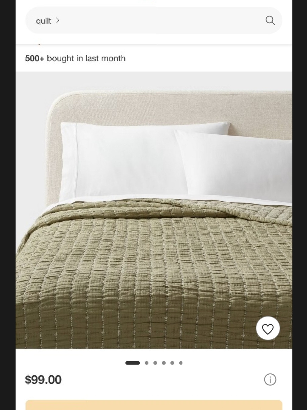 NEW With Tags Olive King Green Quilted Bedspread - Soft Textured Quilt